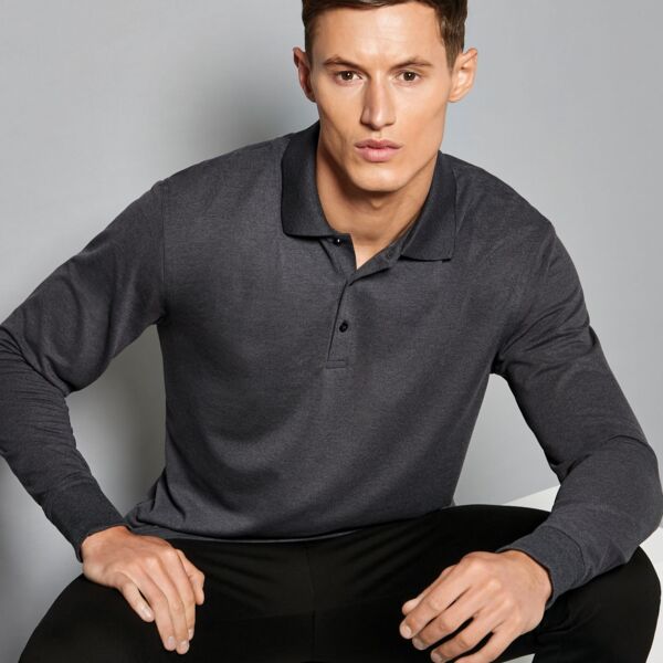 Men's Long Sleeved Pique Polo Shirt Thumbnail